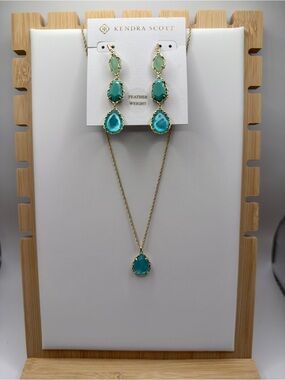 Kendra Scott aqua multi stone necklace and earring set